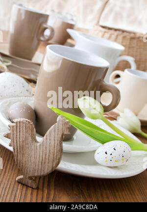 Easter table setting and decorations Stock Photo