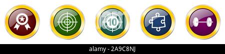 Set of colorful web glossy vector icons,  winner, puzzle, dumbbell, sport and dart buttons in eps 10 for webdesign and mobile applications on white ba Stock Vector