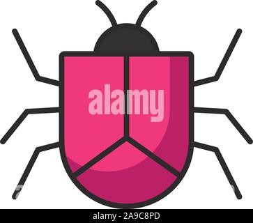 virus bug attack internet flat line style illustration Stock Vector
