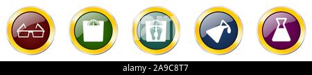 Set of colorful web glossy vector icons,  experiment, weight, eyesight and chemistry buttons in eps 10 for webdesign and mobile applications on white Stock Vector