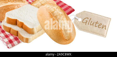 Gluten label and wheat rolls Stock Photo