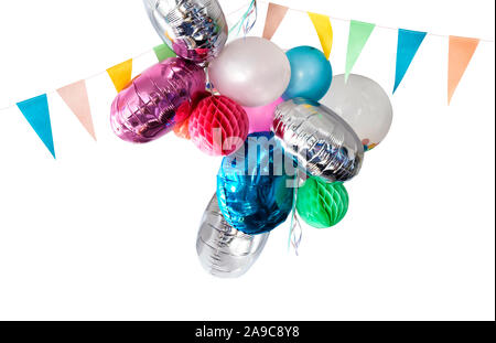 Party Balloons. Bouquet of colorful balloons Isolated on white Stock Photo