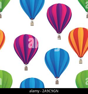 Hot Air Balloon Seamless Repeating Pattern Isolated Vector Illustration Stock Vector