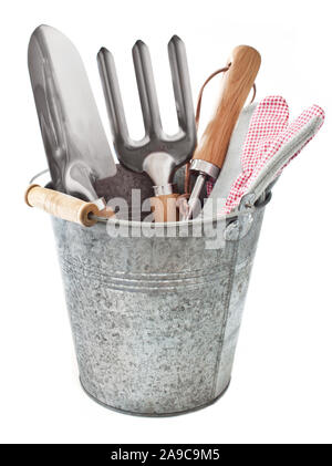 Gardening tools and bucket Stock Photo