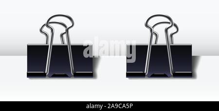 Couple of paper clips ready to place on both sides of a poster Stock Vector