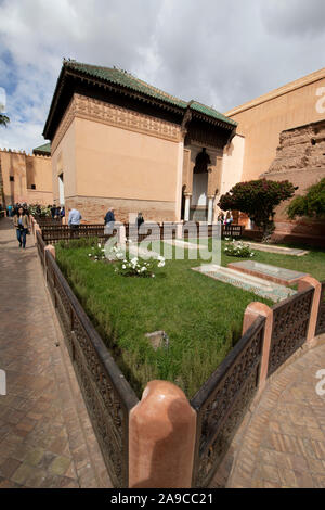 Saadian tombs details in Marrakesh Stock Photo