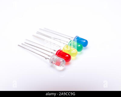 five colors leds isolated in white background Stock Photo