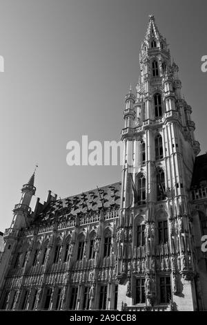 A view of the magnificent Brussels Town Hall, situated on Grand Place in Brussels, Belgium. Stock Photo