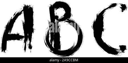 Abstract letters set painted with brush. Futuristic font for lettering Stock Vector