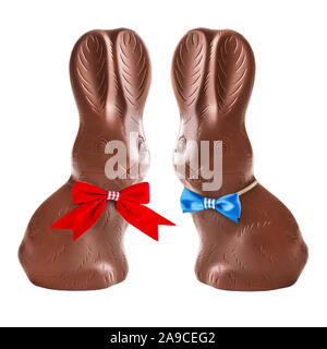 Two Easter chocolate bunnies Stock Photo