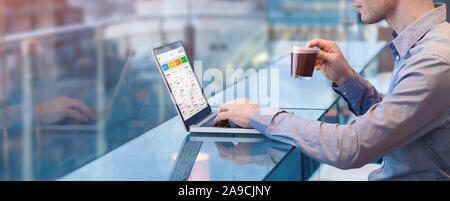 Project manager working with agile framework and scrum or kanban methodology, project management with iterative or incremental strategy, young busines Stock Photo