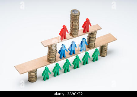 An Overhead View Of Recruiter Complete Team Over The Wooden Plank On White Background Stock Photo