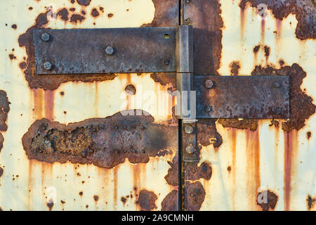 Texture of rusty metal from an abandoned factory. Russia Moscow Stock Photo
