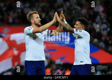 London, UK. 14th Nov, 2019. Harry Kane of England celebrates scoring his sides 3rd goal during the UEFA European Championship Group A Qualifying match between England and Montenegro at Wembley Stadium, London on Thursday 14th November 2019. (Credit: Leila Coker | MI News) Photograph may only be used for newspaper and/or magazine editorial purposes, license required for commercial use Credit: MI News & Sport /Alamy Live News Stock Photo