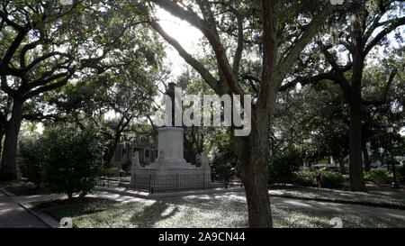 rear view of the oglethorpe statue at chippewa square in savannah Stock Photo