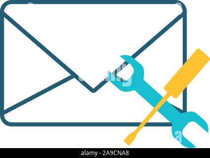 envelope mail with tools icons Stock Vector