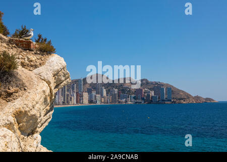 The view from the Balcon del Mediterraneo at Placa del Castell overlooking Levante Beach in Benidorm, Spain. Stock Photo