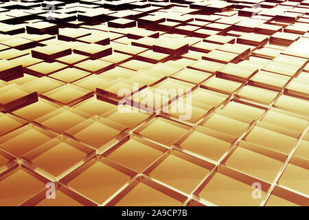 a nice abstract yellow glass cubes background 3d illustration Stock Photo