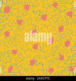 Abstract orange spots with various blue lines. Stock Vector