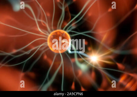 An image of a plasma lamp with moving light beams Stock Photo