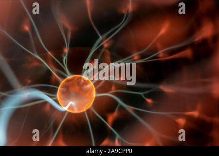 An image of a plasma lamp with moving light beams Stock Photo