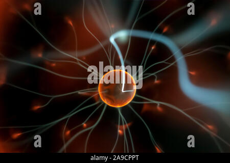 An image of a plasma lamp with moving light beams Stock Photo