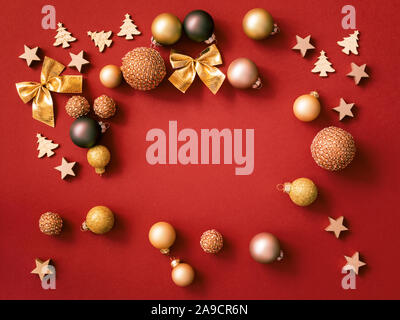 An image of Christmas decoration on red background Stock Photo