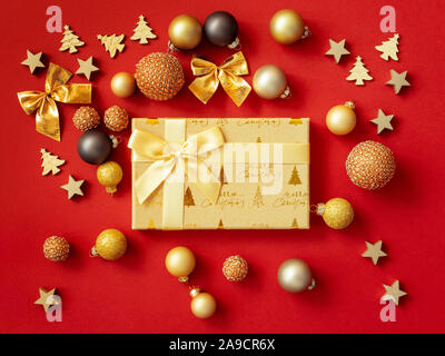 An image of Christmas decoration on red background Stock Photo