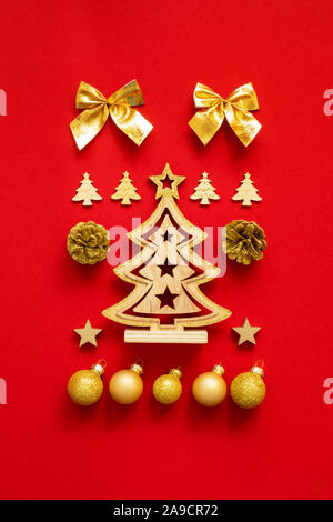 An image of Christmas decoration on red background Stock Photo