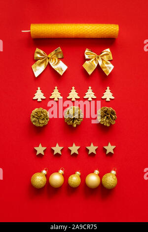 An image of Christmas decoration on red background Stock Photo