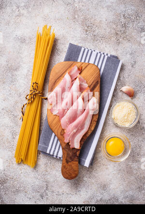 Ingredients for cooking pasta Carbonara Stock Photo
