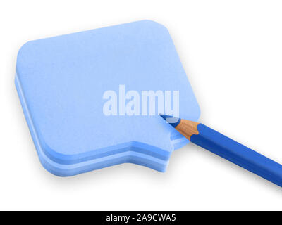 Paper and blue pen on white background Stock Photo