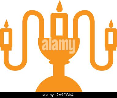chandelier candles light yellow line style vector illustration Stock Vector