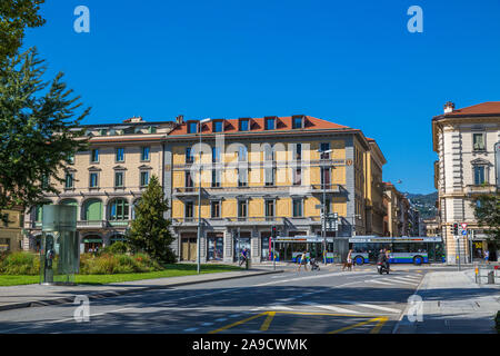 city centre, Lugano, Ticino, Switzerland, Europe Stock Photo