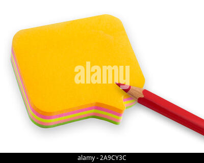 Paper notes and pen against white background Stock Photo