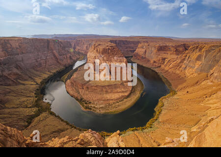 Aerial shot of Grand Canyon, Horseshoe Bend and Colorado river - Arizona Stock Photo