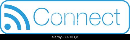 Connect WI-FI Wireles button with signal indicator rounded shape. Can be used for web, ui, apps, Stock Vector illustration isolated Stock Vector