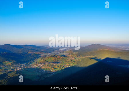 Lamer Winkel and Hoher Bogen in the morning light, view of small Osser, Lam, the Bavarian Forest, Upper Palatinate, Bavarians, Germany Stock Photo