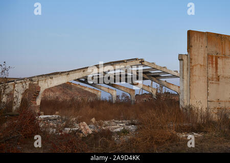 The ruins of an old livestock farm. Stock Photo