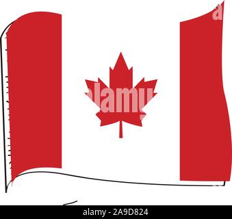 Flag of Canada. Hand drawing - Vector illustration Stock Vector