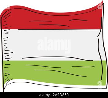 Flag of Hungary. Hand drawing - Vector illustration Stock Vector
