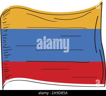 Flag of Colombia. Hand drawing - Vector illustration Stock Vector