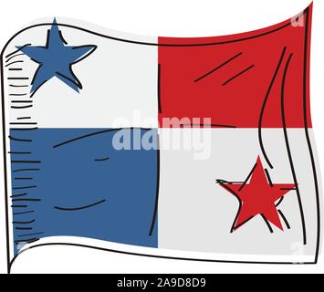Flag of Panama. Hand drawing - Vector illustration Stock Vector
