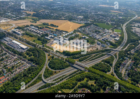 View of industrial area Stadtkrone-Ost at traffic junction B1, A40 and B236, Dortmund, Ruhr area, North Rhine-Westphalia, Germany Stock Photo