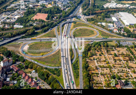 Motorway junction Herne A43, A42, at Herne, Ruhr area, North Rhine-Westphalia, Germany Stock Photo