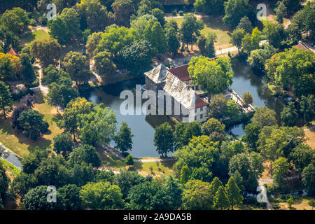 Artistically cloaked castle Strünkede, Herne, Ruhr area, North Rhine-Westphalia, Germany Stock Photo