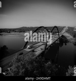 Pennybacker Bridge Capitol of Texas Highway in Austin Texas Black and White Stock Photo