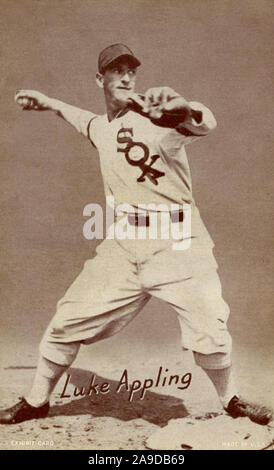 Vintage Exhibit baseball card of Hall of Fame player Luke Appling with the Chicago White Sox circa 1940s. Stock Photo