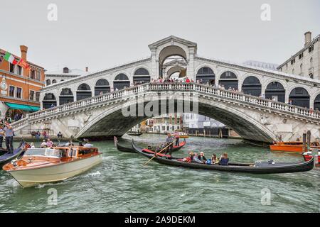 Canal Grande with the Rialto Bridge, Venice, Veneto, Italy Stock Photo