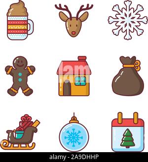 Merry christmas icon set vector design Stock Vector